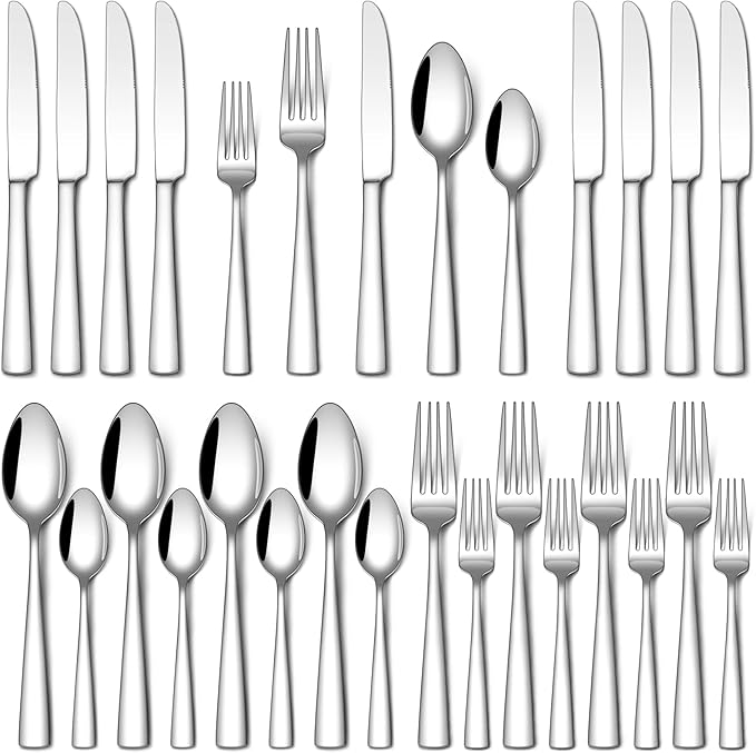 Stapava 20 Piece Silverware Set, Food-Grade Stainless Steel Flatware Sets for 4 Mirror Polished Cutlery Utensil Sets Include Dinner Knives Spoons and Forks Set Dishwasher Safe for Home Restaurant
