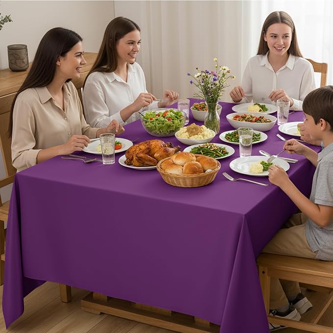 10-Pack Purple Tablecloths for Rectangle Tables, 70 x 120 Inches | Stain-Resistant Polyester Fabric for 6 Foot Tables - Washable Table Covers for Weddings, Banquets, Birthday Parties, Events - Image 8