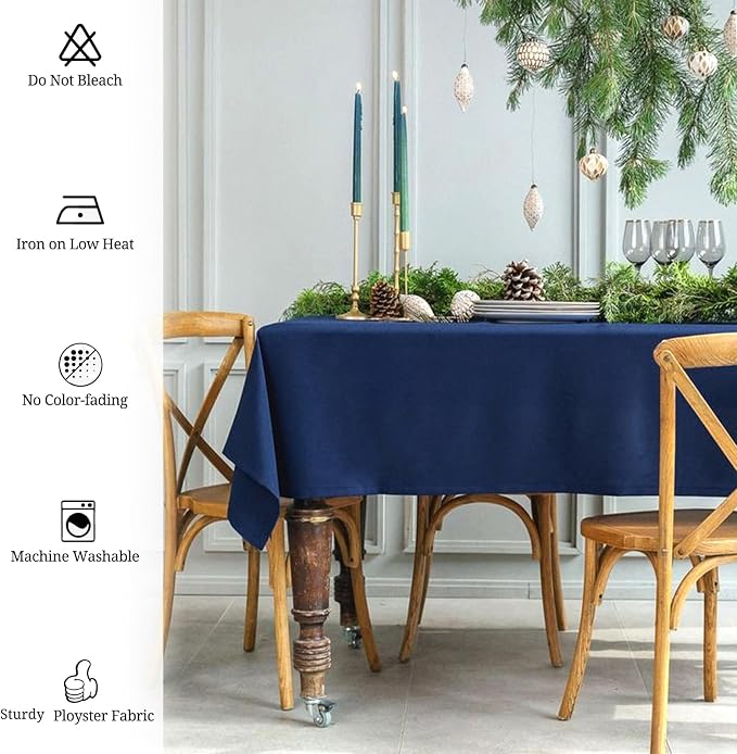 Pesonlook 12 Pack Navy Blue Rectangular Tablecloth 60 x 102 Inch | for 6ft Tables,Washable Reusable Polyester Fabric Tablecloth Navy Blue Table Cover for Wedding,Banquet,Event,Party - Image 5