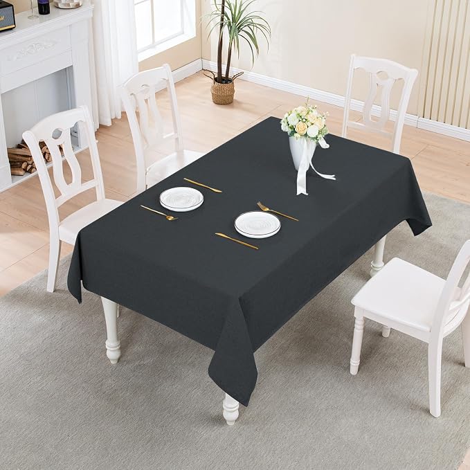 BALCONY & FALCON Rectangle Table Cloth Waterproof Charcoal Grey 70"x55" | Rectangular Washable Wrinkle Resistant Table Cloth Linen Fabric Tablecloths for Dining Party Kitchen Wedding and Outdoor Use - Image 5