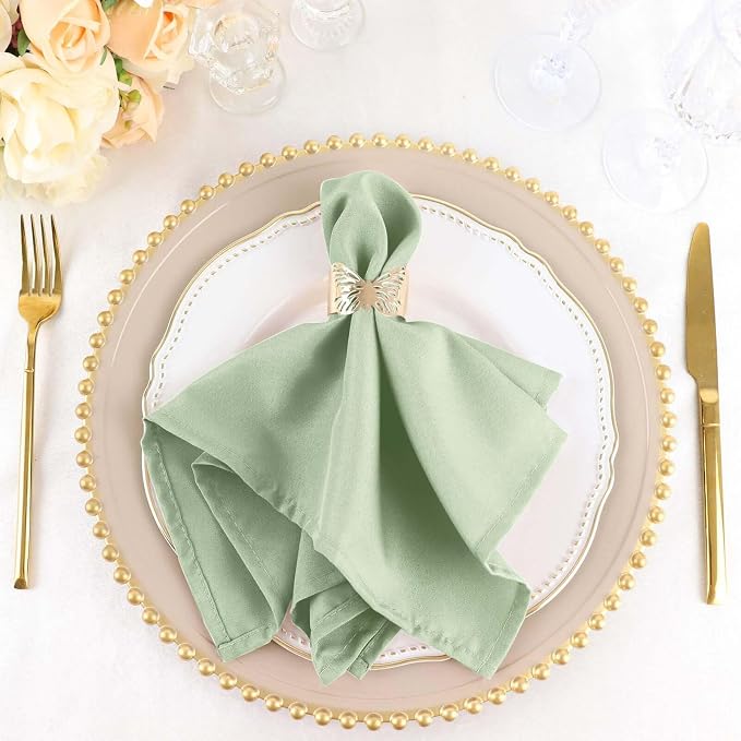 Tableclothsfactory Premium Pack of 100 SAGE Green Premium 17" x 17" Washable Polyester Napkins Great for Wedding Party Restaurant Dinner Parties for Party & Decorations - Image 6