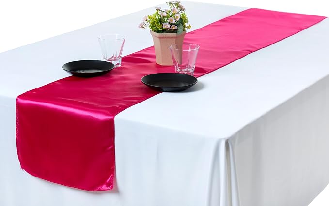 VDS Pack of 15 Satin Table Runners Charmeuse Sateen Silk Centerpiece Cloth Linen for Wedding Birthday Graduation Engagement Ceremony Event Party Banquet Table Decoration (12x108 inch)(Magenta) - Image 5