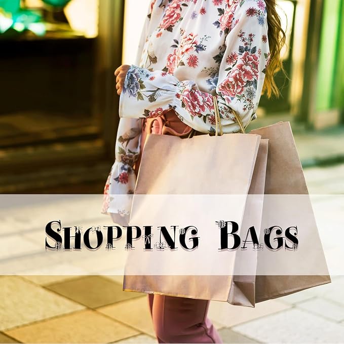 COGLARING 100Pcs Kraft Shopping Bags 13x7x14 Brown Paper Bags with Handles Bulk, for Gifts, Merchandise, Retail, Party Favor, Take-out, Grocery, Recycled Paper Gift Bags - Image 4