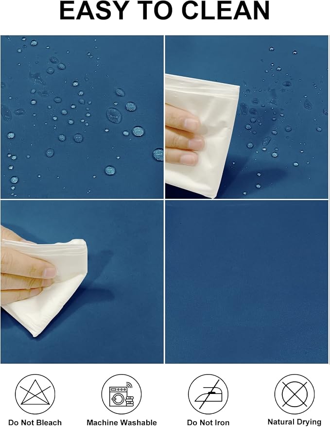 Fokitut 2 Pack Waterproof Round Tablecloth, 120 Inch, Stain Resistant and Wrinkle Polyester Table Cloth, Fabric Table Cover for Kitchen Dining, Wedding, Party, Holiday Dinner-Mediterranean Blue - Image 2
