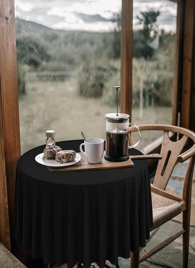12 Pack Black Round Tablecloths, 70 Inch Polyester Table Cloth - Image 6