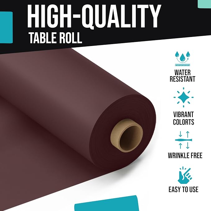 Exquisite Party Solids Brown Plastic Table Cover Roll, Pack of 4-40" X 300' Table Cloth Plastic Cover Roll - Premium Quality Thick 0.5 MIL Banquet Rolls - Disposable Tablecloth Rolls - Image 4