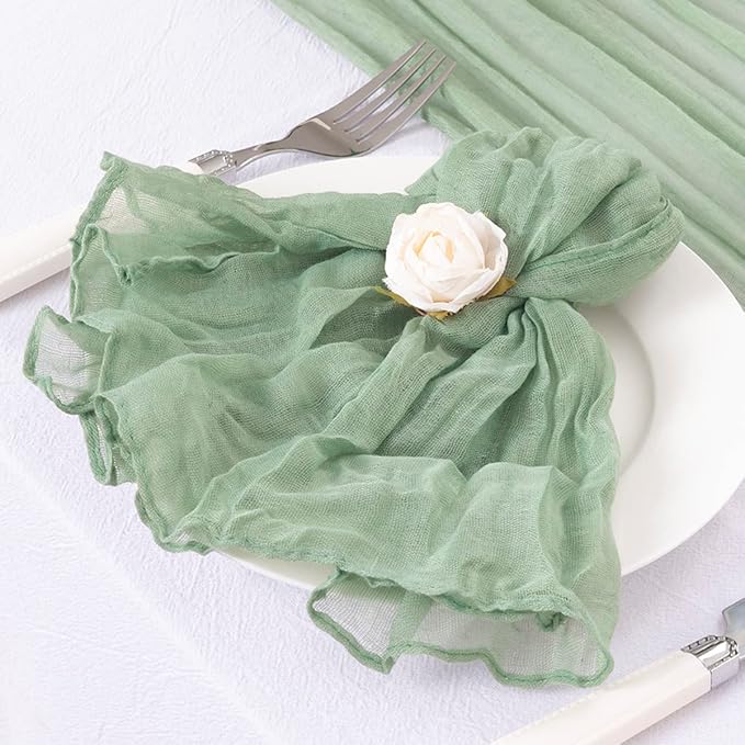 DeZerlor Sage Green Washable Cheesecloth Napkins Set of 50 for Party | Reusable Summer Cloth Napkins Bulk, for Wedding Bridal Baby Shower Dinner Cocktail Birthday Home, 21x21 Inches - Image 6