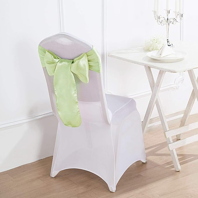 Balsa Circle 10 Apple Green Satin Elegant Chair Cover Bows Sashes Wedding Banquet Decorations Party Supplies Engagement Events Reception - Image 5
