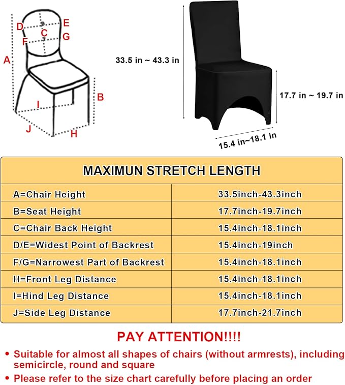 Tudomro 50 Pcs Spandex Stretch Chair Covers for Wedding Banquet,Black - Image 6
