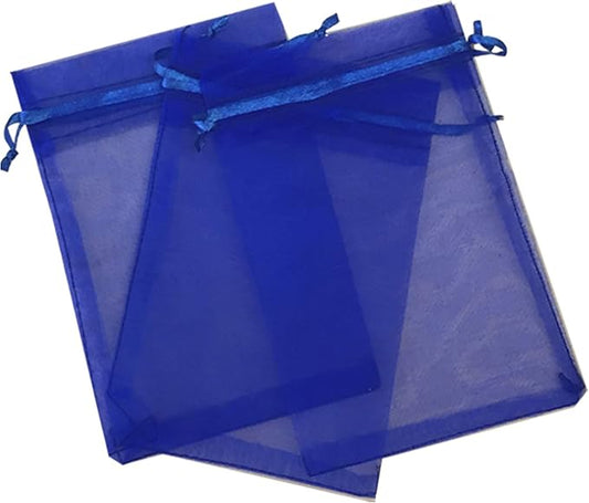 50 Blue 5x7 Sheer Drawstring Organza Jewelry Pouches - Wedding Party Favor Gift Bags for Candy by Kyezi+Design+and+Craft