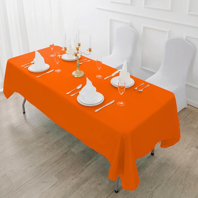 Fokitut 2 Pack Waterproof Rectangle Tablecloth, 60x120 Inch, Stain Resistant and Wrinkle Polyester Table Cloth, Fabric Table Cover for Kitchen Dining, Wedding, Party, Holiday Dinner-Orange - Image 5