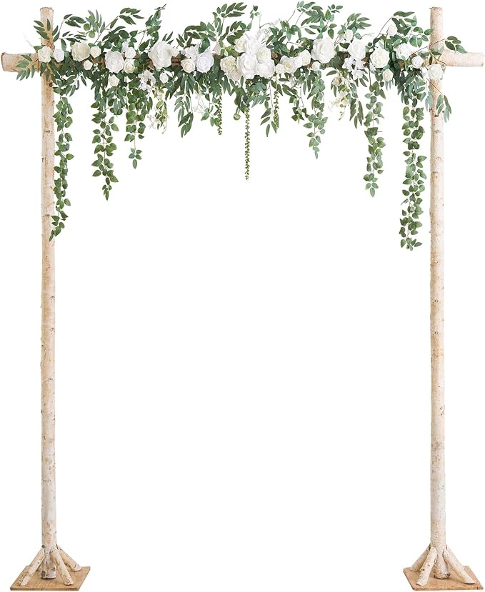 Ling's Moment 6.5FT Floral Garland Sage Green & White | Artificial Wedding Arch Flowers, Eucalyptus Rose Arbor Arrangement, Ceremony Reception Hanging Decor, Outdoor Party Swag by LingsMoment