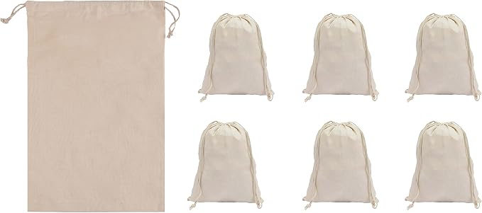 210 GSM Canvas Drawstring Bags (2.75x5 in 50pcs) for Laundry Basket storage, Laundry Bag, and Kitchen Storage for vegetables and fruits - Reusable and Washable Home Storage Solution - Image 6