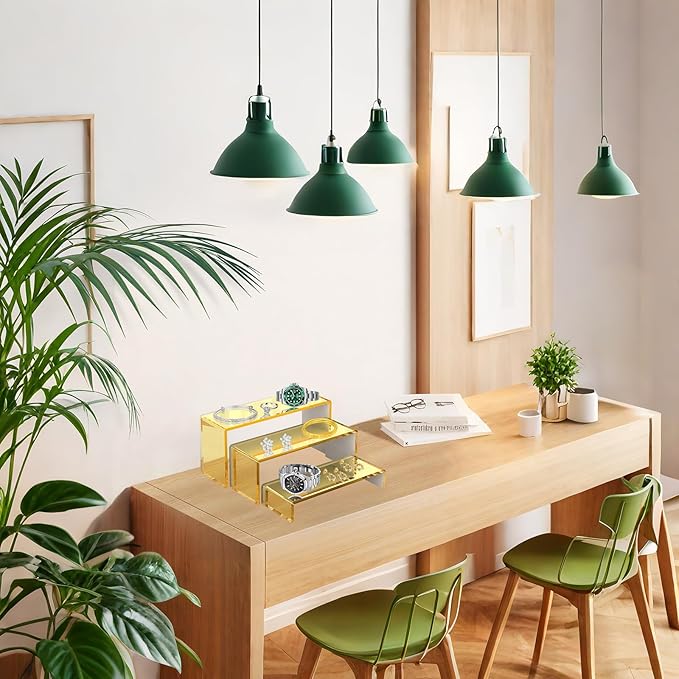 6 PCs Risers Display Stands 3 Tiers Desktop Acrylic Shelves Cake Dessert Holder Products Stand for Collectibles Shoes Jewels Pop Figure (Gold)