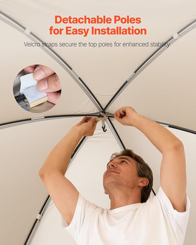 VEVOR 10 x 9.2' Pop-Up Screen House Tent with Extended Awning, 4–8 Person Screen Gazebo, Portable Screened Canopy with Carry Bag, Netting Sides & Ground Stakes for Patio, Backyard & Outdoor Activities