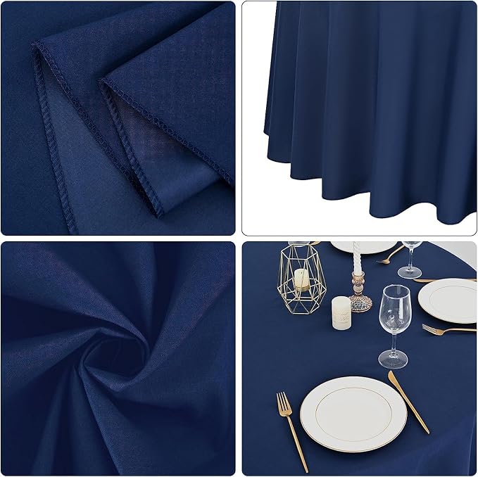 fani 10 Packs Navy Blue Round Tablecloth - 90 Inch, Polyester | Table Cloth for Round Tables, Washable Fabric, TableCovers for Wedding, Party, Banquet, Dining Tables, Camping - Image 7