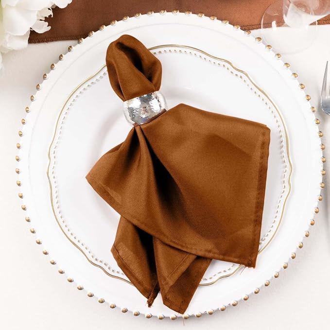 Tableclothsfactory Premium Pack of 25 Cinnamon Brown Premium 17" x 17" Washable Polyester Napkins Great for Wedding Party Restaurant Dinner Parties for Party & Decorations by TABLECLOTHSFACTORY
