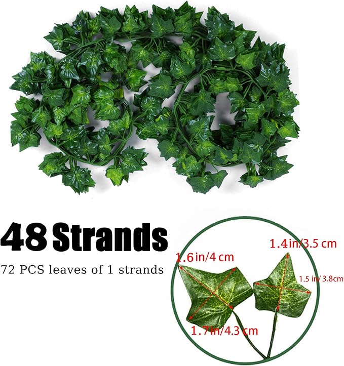47 Pack 329 Feet Fake Vines, Ivy Garland, Artificial Leaves Leaf Greenery Hanging Foliage for Bedroom, Wall Garden Decor - Image 2