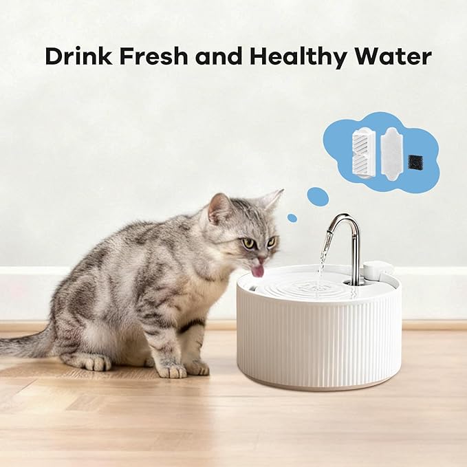 (18 Pack) 6 Sets Ceramic Cat Water Fountain Replacement Filters, Pet Fountain Replacement Filters for 2.2L/74OZ Ceramic Fountain(White)