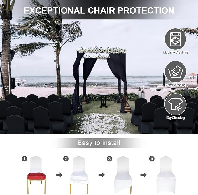 Trlyc Spandex Banquet Chair Covers 30 Pcs Black for Wedding Party - Image 5