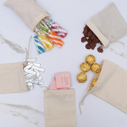 Reusable, Eco-Friendly 4"x6" Cotton Thick Single Drawstring Muslin Bags - Premium Quality (Natural Color) for Gift Bags, Hangover Kit Bags, Produce Bags, Tea Bags for Loose Leaf Tea, Sachet Bags by CustomBagSupplies