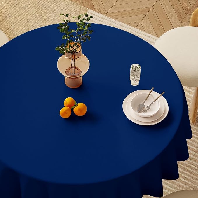 sancua Navy Blue Round Tablecloths 90 Inch (Fit 30-72 Inch Tables), 6 Pack | Circle Fabric Table Cloths for Wedding Party Banquet Birthday, Washable Polyester Cover - Image 3