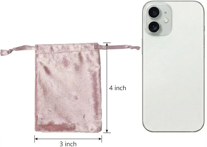 QIANF 12pcs Rose Pink Velvet Drawstring Bags 3x4 inches Glossy Small Velvet Cloth Gift Bags Jewelry Pouches for Storage Wedding Party Favor Christmas (Pack of 2) - Image 5