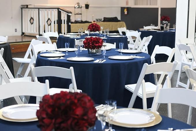 12 Pack Navy Blue Round Tablecloths, 70 Inch Polyester Table Cloth - Image 6