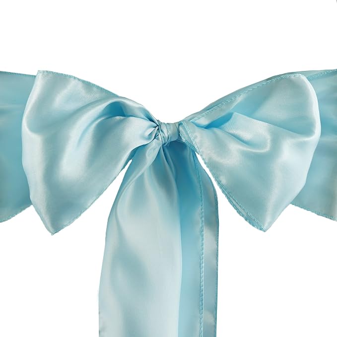 Balsa Circle 50 Light Blue Satin Elegant Chair Cover Bows Sashes Wedding Banquet Decorations Party Supplies Engagement Events Reception by BalsaCircle
