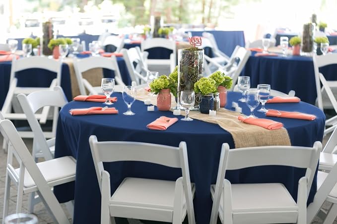 12 Pack Navy Blue Round Tablecloths, 70 Inch Polyester Table Cloth - Image 7