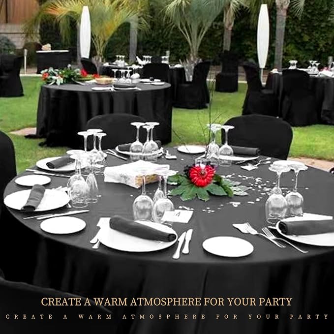 12 Packs 90 Inch Black Round Polyester Tablecloths | Table Cover for Round Tables, Stain and Wrinkle Resistant Washable Table Cloth, Perfect for Wedding Banquet Parties - Image 9