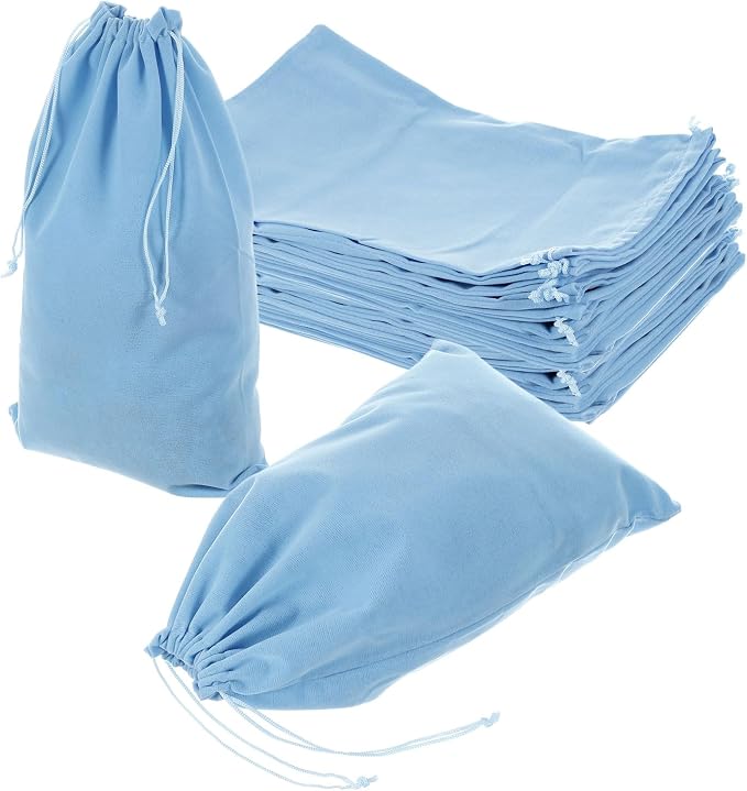 uxcell 20 Pcs Velvet Drawstring Bag, 8 x 12 Inch Jewelry Velvet Pouches Gift Bags for Wedding Party Favor Candy Jewelry Packaging Organizing Storage, Light Blue by uxcell