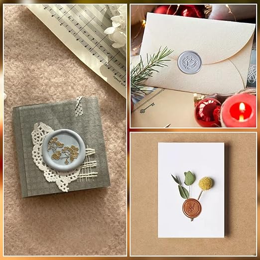 Wax Seal Stamp Kit - 3 Metal Molds & Silicone Mat | DIY Envelope Seals for Wedding Invitations, Gift Wrapping & Cards | Ideal for Crafting Enthusiasts