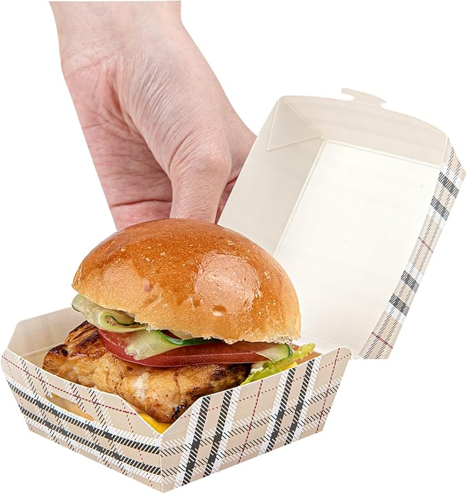 Restaurantware Paper Plaid Mini Burger Box, 2.8 x 2 In, 100 Pack - Image 12