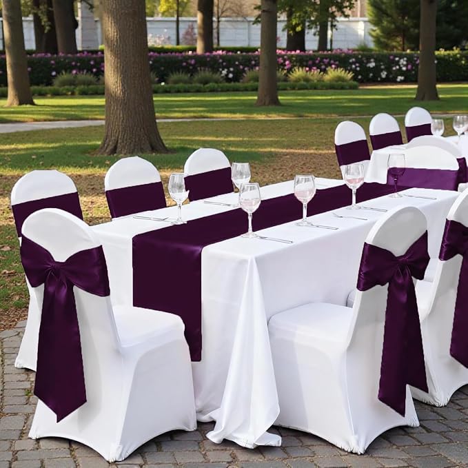 100 PCS Satin Table Runners 12 x 108 Inch Charmeuse Sateen Silk Table Runner for Indoor Outdoor Wedding Reception Birthday Graduation Party Event Banquet Dining Table Decoration - Pink - Image 2