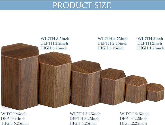 Jetec 12 Pcs Hexagonal Jewelry Display Risers Acrylic Stands,Brown | 6 Size, Hexagonal Market Display Risers, Acrylic Showcase for Jewelry, Model, Figures Organize Decoration, Table Stand - Image 3