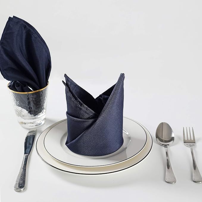 Cloth Napkins 20x20 inch Washable Polyester Dinner Napkins Soft Table Napkins for Wedding Party Dining Banquet(Navy,25PCS) - Image 5