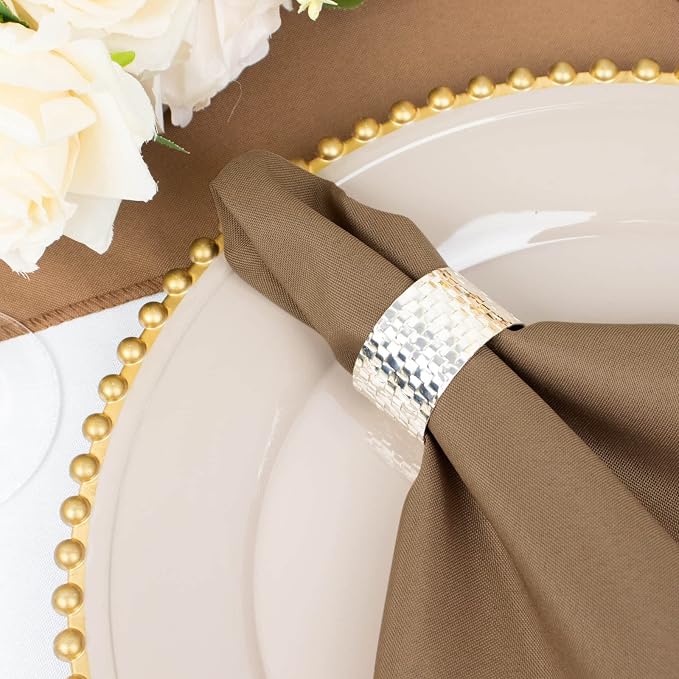 Tableclothsfactory Premium Pack of 5 Premium Taupe 20" x 20" Washable Polyester Napkins Great for Wedding Party Restaurant Dinner Parties - Image 9