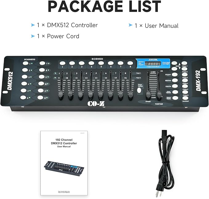 CO-Z 192 DMX 512 Stage DJ Light Controller Lighting Mixer Board Console for Light Shows, Party Disco Pub Night Club DJs KTV Bars and Moving Heads