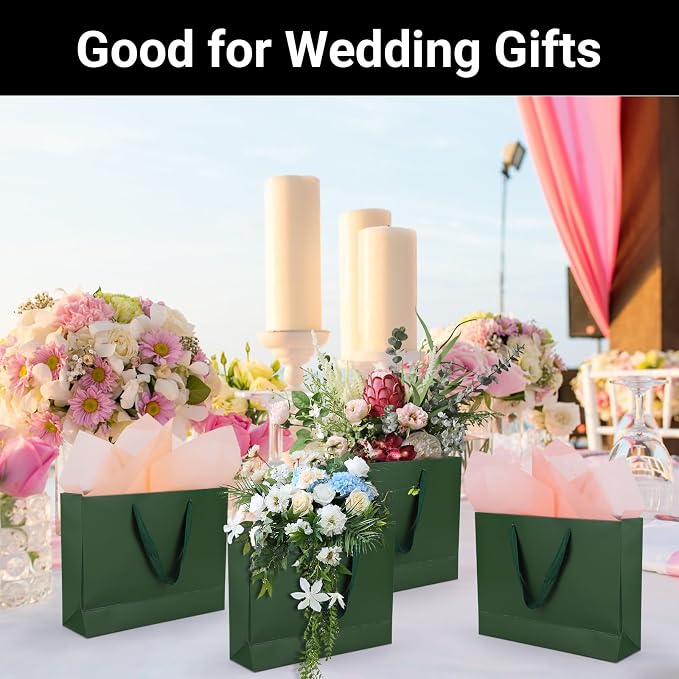 EUSOAR Paper Gift Bags, 25pcs 10.6"x3.1"x8.3" Gift Wrap Bags with Handles Bulk, Business Merchandise Grocery Retail Shopping Paper Bags Sacks Wedding Birthday Christmas Holiday Party Favors - Image 6