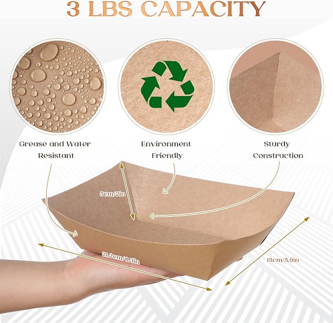 Spakon 1000 Pcs 3 Lb Paper Food Boats Set Disposable Serving Food Trays and Grease Proof Deli Liner, Heavy Duty Coated Paperboard for Snack Nacho, Taco, Hot Dog BBQ Party Picnic(Classical Newspapers) - Image 2