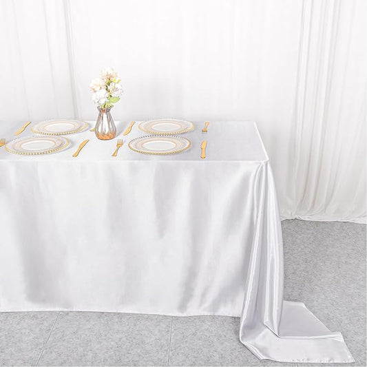 ShinyBeauty Silver Tablecloths Rectangle 60X102 Inch 2 Packs Satin Tablecloth Silky Table Cloth Polyester Light Gray Table-Cloths for Parties,Wedding,Dining Tables Decor