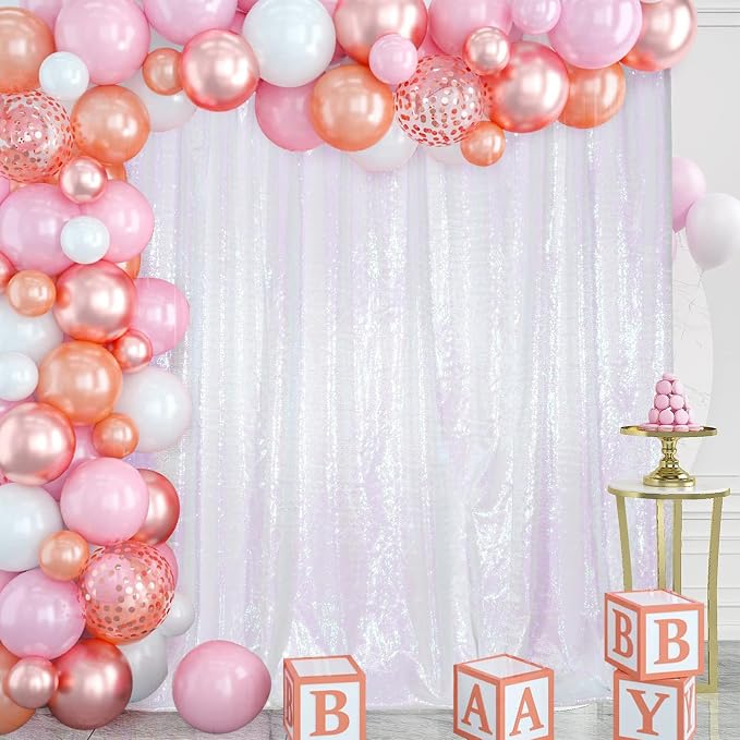 Juya Delight 6FT X 8FT Non-Transparent Sequin Photography Backdrop for Birthday Party Wedding Decoration (Iridescent) - Image 6