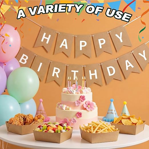 Uiifan 50 Pcs 5 lb Extra Large Paper Food Trays Disposable Food Boat Nacho Plate Serving Snack Trays Grease Resistant Self-assembly for Back to School Party Birthday Wedding Supply (Brown Kraft) - Image 6