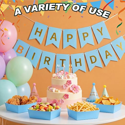 Uiifan 50 Pcs 5 lb Extra Large Paper Food Trays Disposable Food Boat Nacho Plate Serving Snack Trays Grease Resistant Self-assembly for Back to School Party Birthday Wedding Supply (Sky Blue) - Image 6