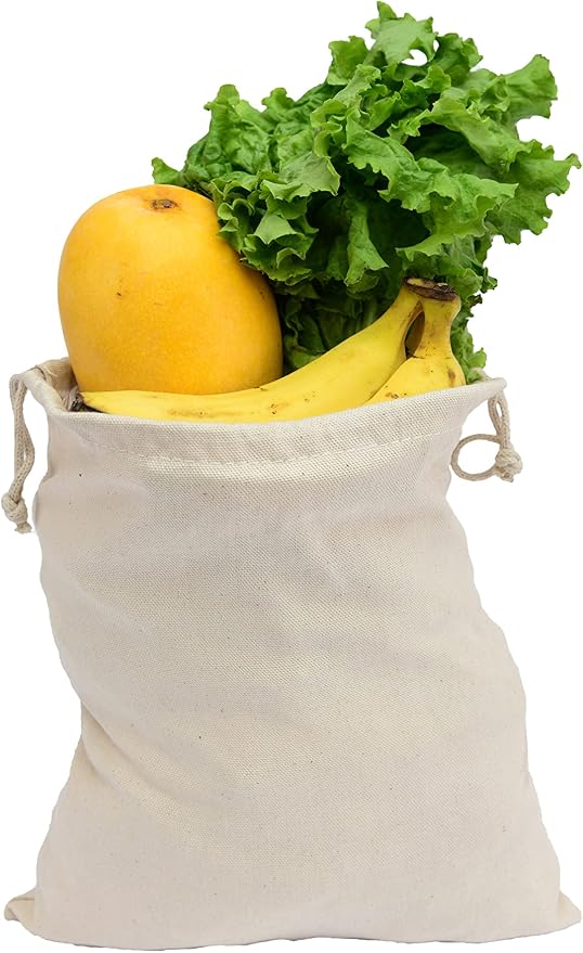 8x12 inches 100% Cotton Canvas, Biodegradable and Reusable Premium Quality Muslin Drawstring Produce Bags (Pack Of 50) - Image 2