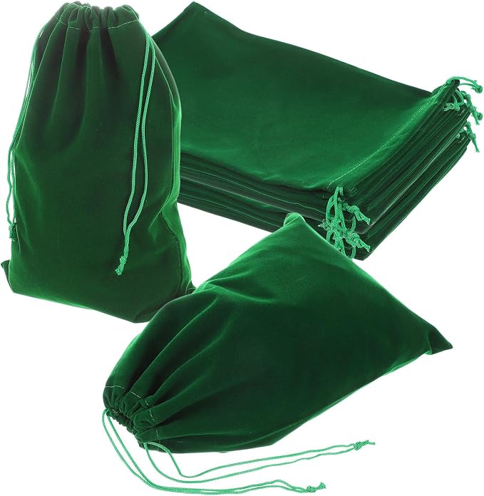 uxcell 20 Pcs Velvet Drawstring Bag, 8 x 12 Inch Jewelry Velvet Pouches Gift Bags for Wedding Party Favor Candy Jewelry Packaging Organizing Storage, Dark Green by uxcell