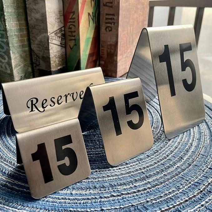 Metal Place Cards Stackable Tent Style Table Numbers,Place Card Holders for TRPG Wedding Party Restaurants Cafes Bars Gatherings Meeting Room Board Games (Black, Large 1-10) - Image 5
