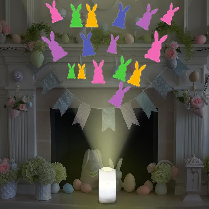 Retisee St. Patrick's Day Flameless Candles Projector Light with Remote and Timer Green Shamrock Battery Operated LED Candles Easter Bunny Night Light 5 Film Slides for Holiday Table Decor