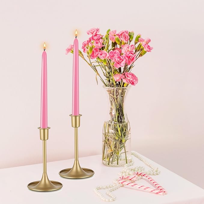 Pink 10-inch Set of 8 Cone-Shaped Candles, Perfect for Dinner - Smoke-Free and odorless Cone-Shaped Candles Burn for a Long time